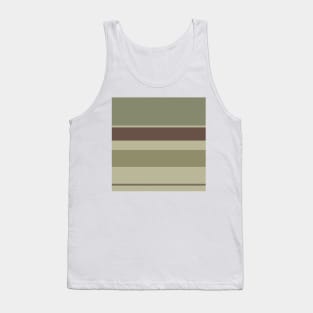 A superior farrago of Quincy, Grey Brown, Camouflage Green, Putty and Artichoke stripes. Tank Top